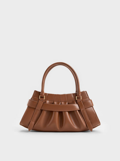 CHARLES & KEITH Quality / Isolde Belted Ruched Crossbody Bag - Chocolate