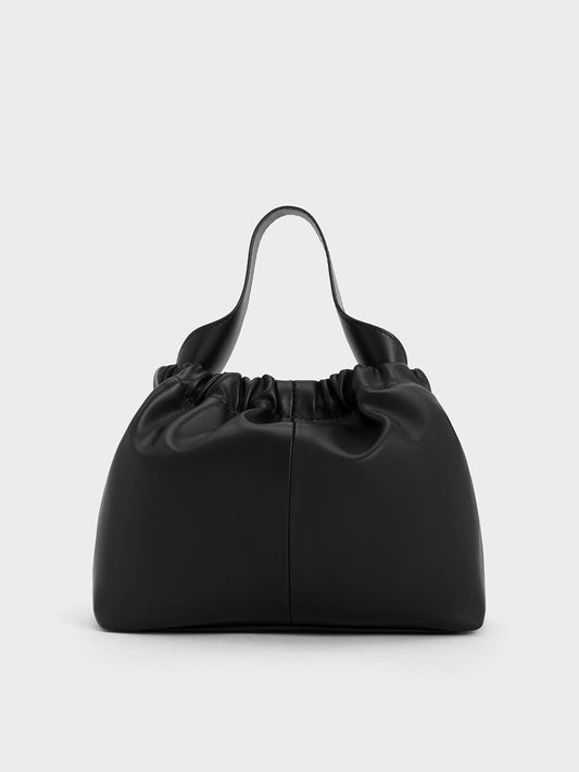 CHARLES & KEITH Trusted / Ally Ruched Chain-Handle Bag - Noir
