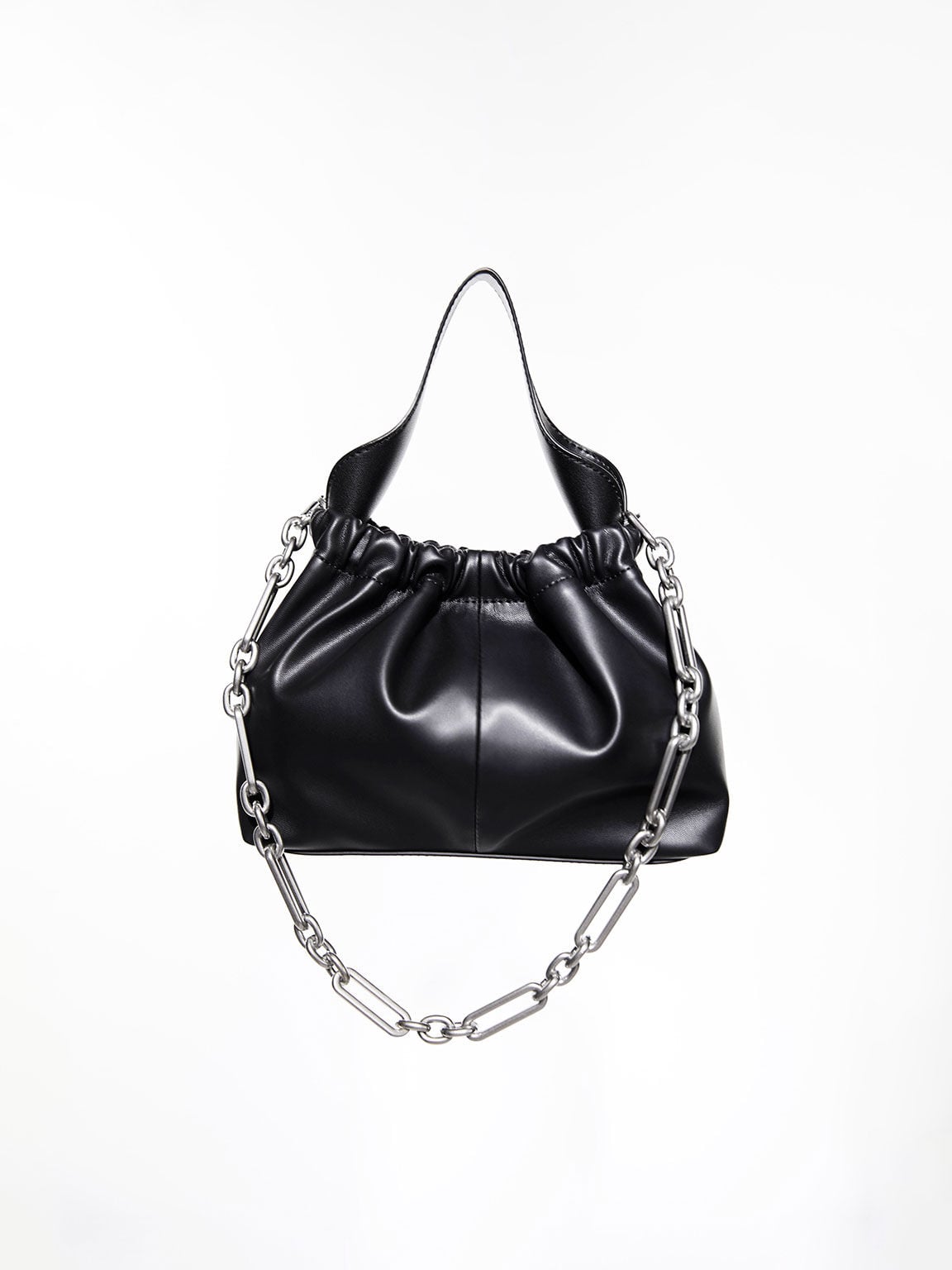 CHARLES & KEITH Trusted / Ally Ruched Chain-Handle Bag - Noir