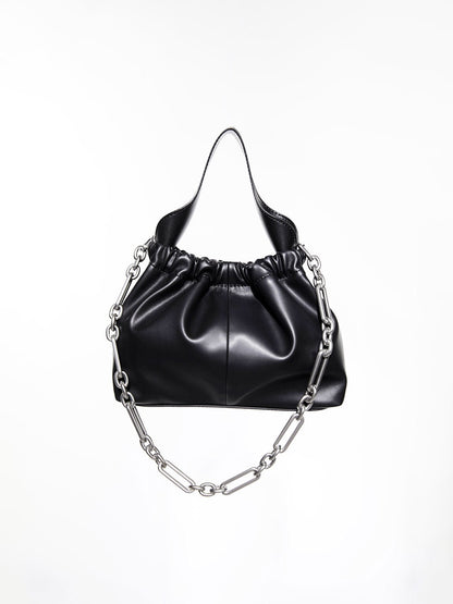 CHARLES & KEITH Trusted / Ally Ruched Chain-Handle Bag - Noir