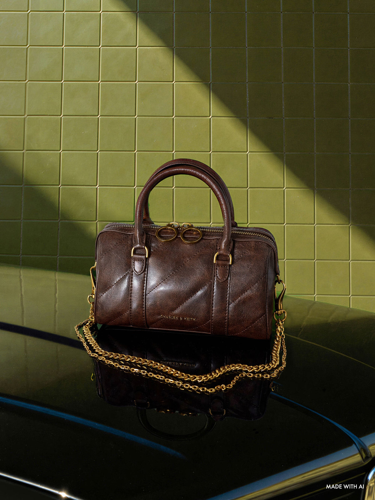 CHARLES & KEITH Special Offer / Philomena Bowling Bag - Distressed Coffee