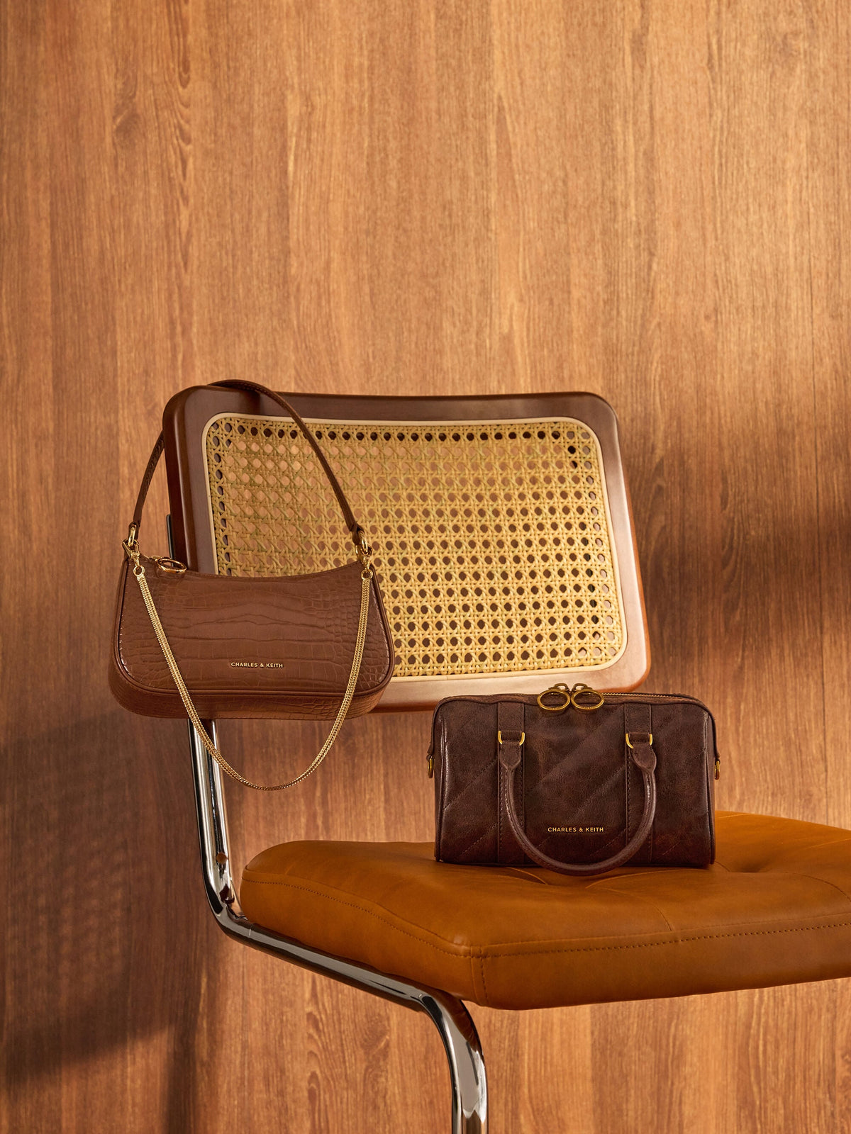 CHARLES & KEITH Special Offer / Philomena Bowling Bag - Distressed Coffee