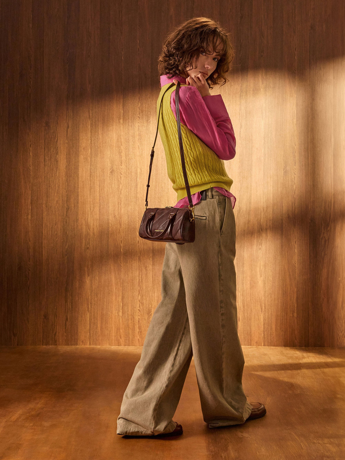 CHARLES & KEITH Special Offer / Philomena Bowling Bag - Distressed Coffee