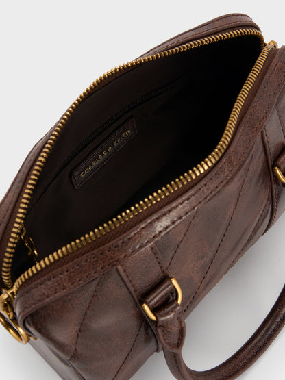 CHARLES & KEITH Special Offer / Philomena Bowling Bag - Distressed Coffee