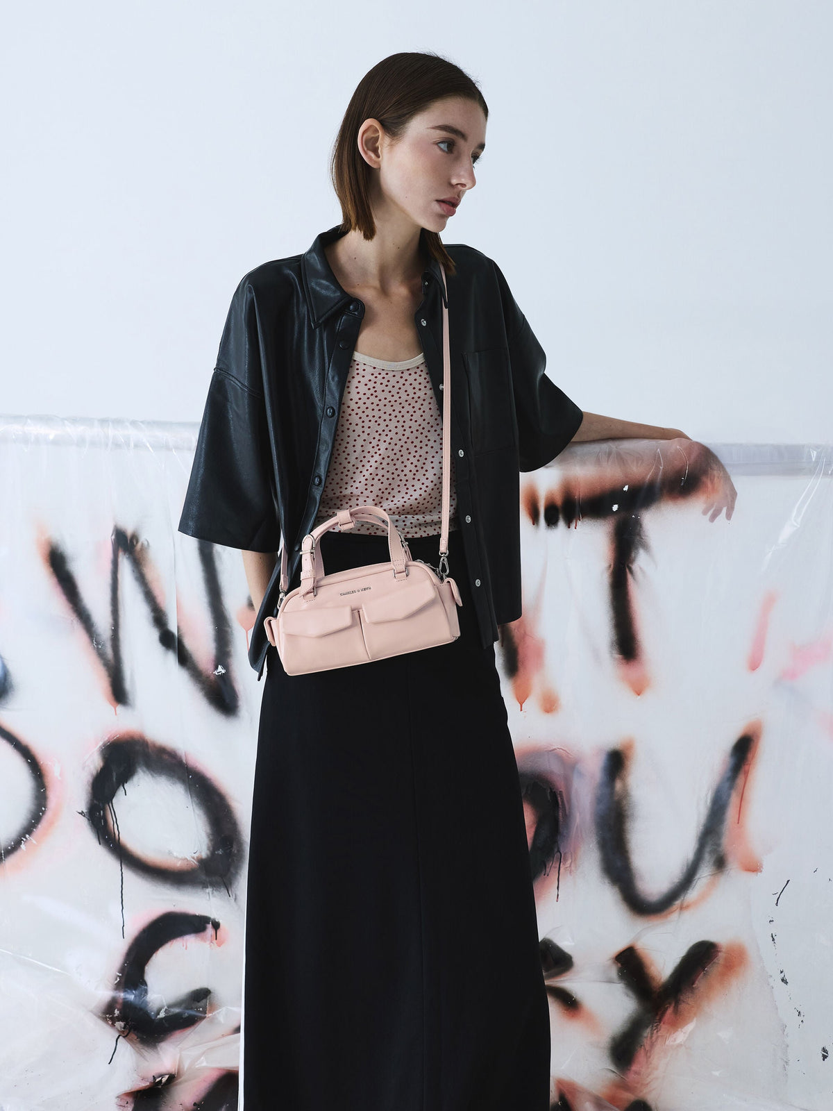 CHARLES & KEITH Smart Buy / Rachel Multi-Pocket Bowling Bag - Soft Pink