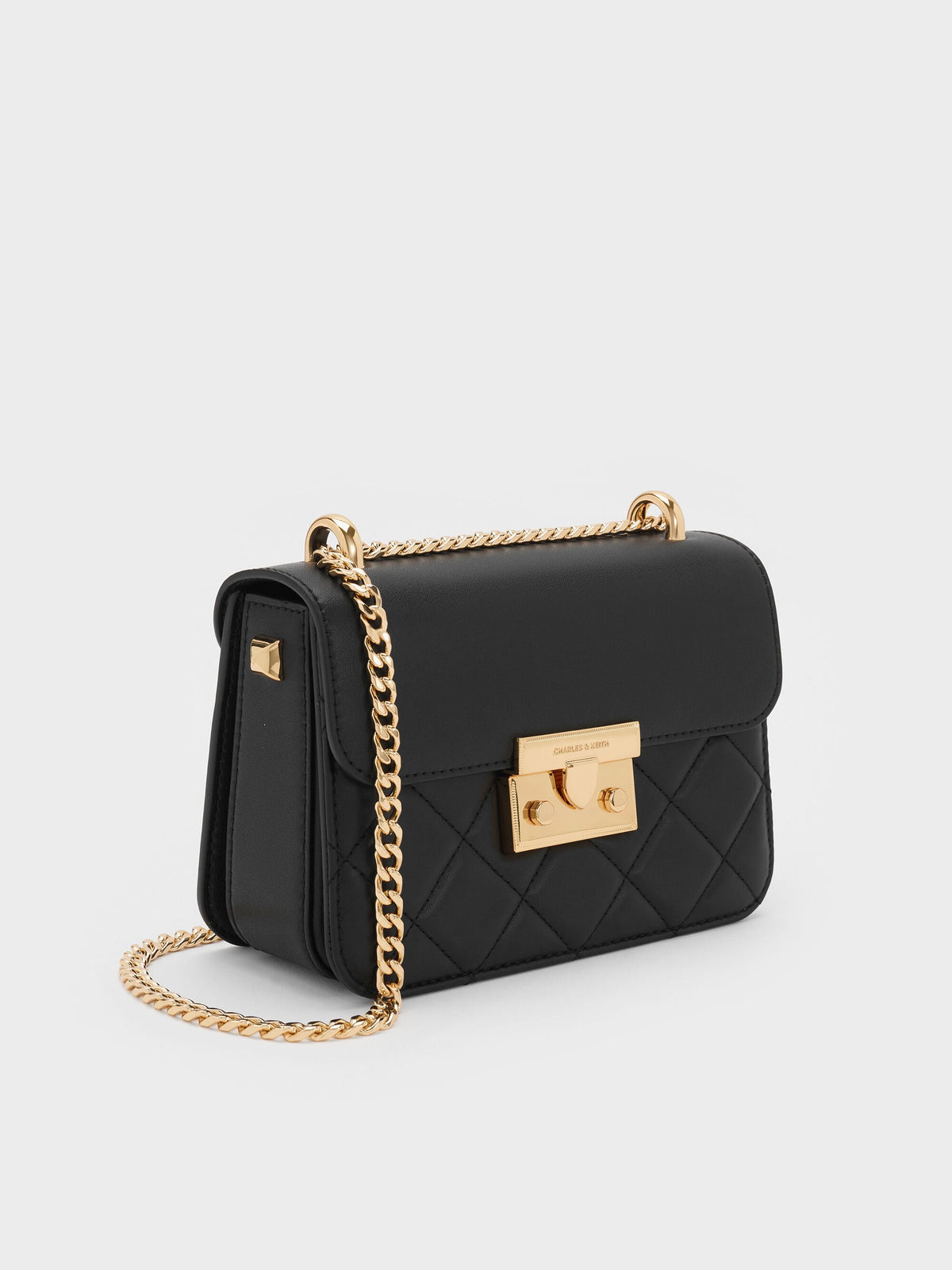 CHARLES & KEITH Deals / Alva Quilted Chain-Handle Bag - Black