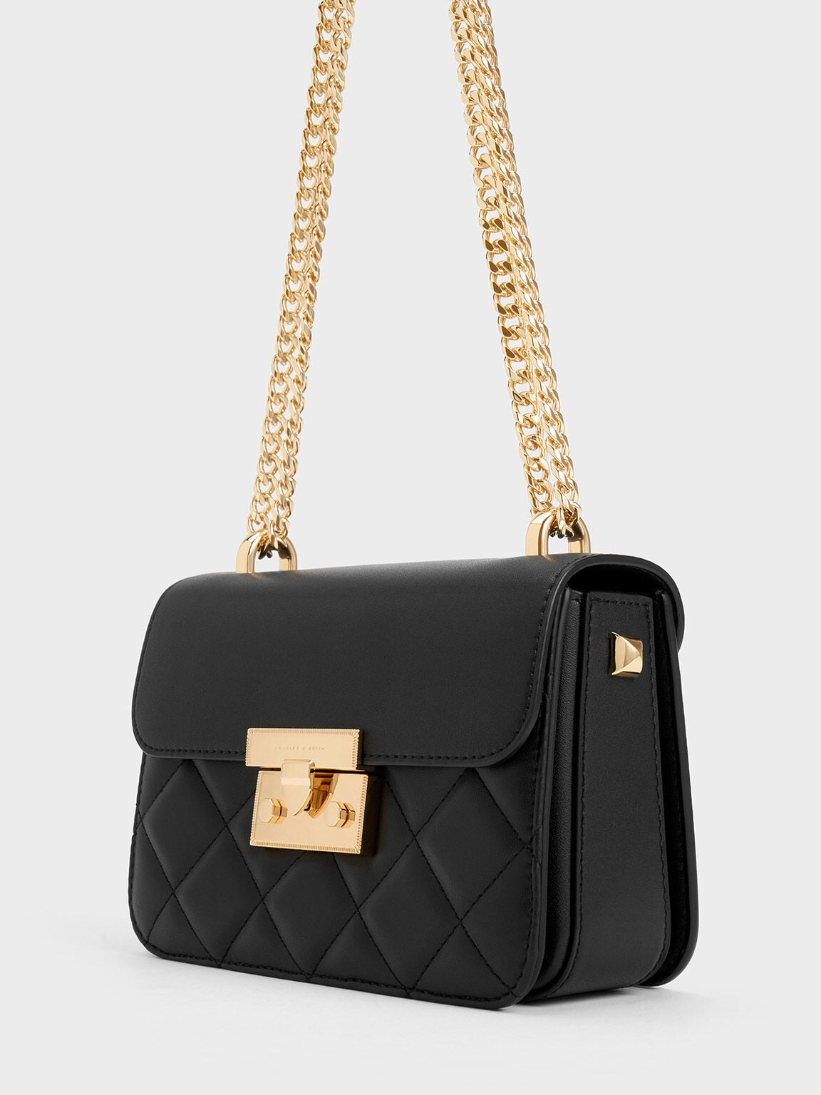 CHARLES & KEITH Deals / Alva Quilted Chain-Handle Bag - Black