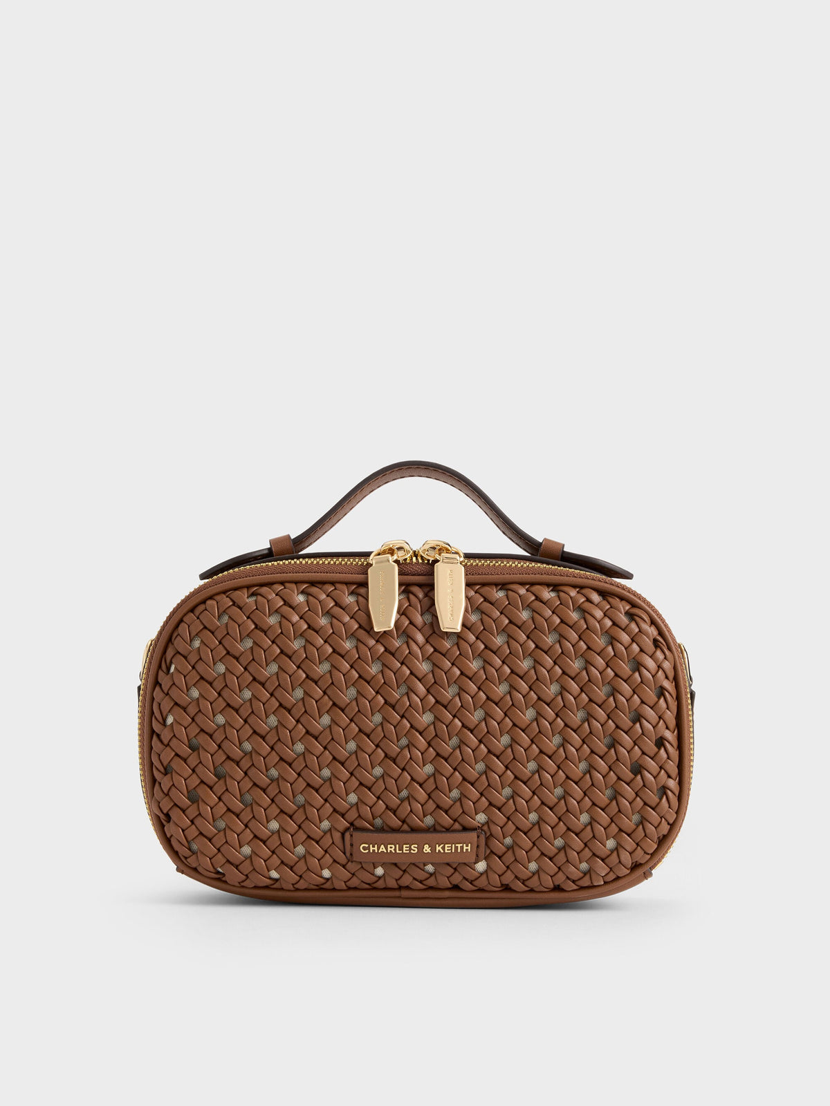 CHARLES & KEITH Classic / Azure Woven Crossbody Bag - Chocolate