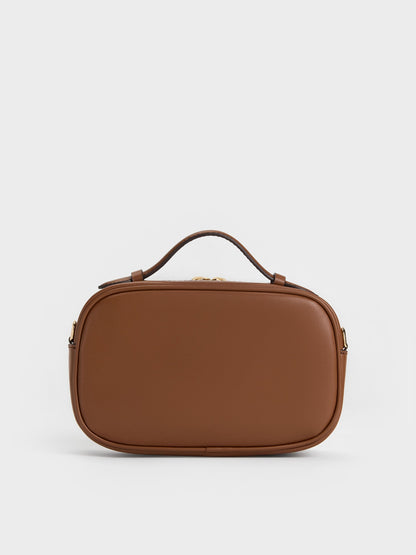 CHARLES & KEITH Classic / Azure Woven Crossbody Bag - Chocolate
