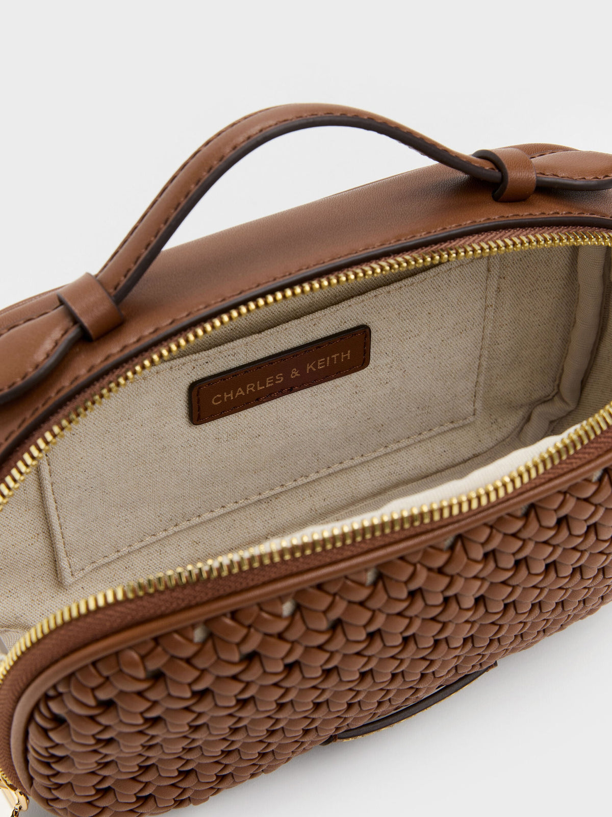 CHARLES & KEITH Classic / Azure Woven Crossbody Bag - Chocolate