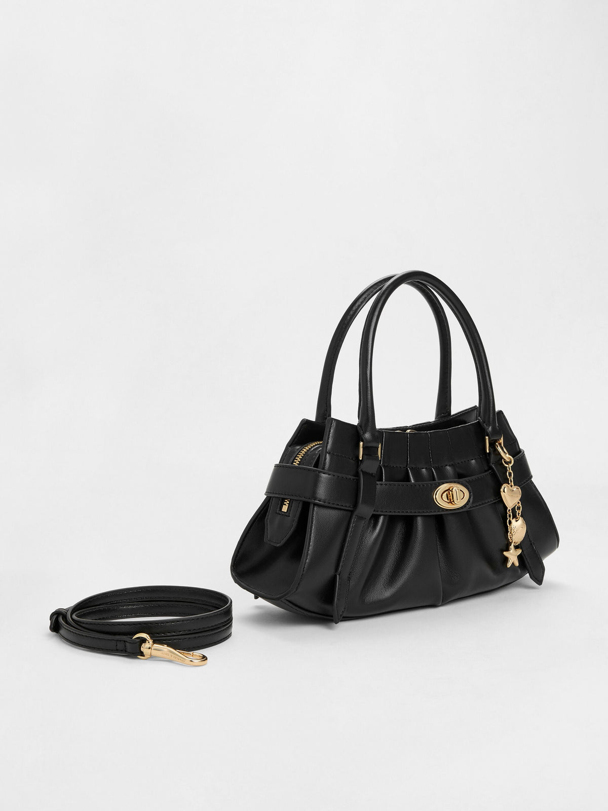 CHARLES & KEITH Deals / Isolde Belted Ruched Crossbody Bag - Black