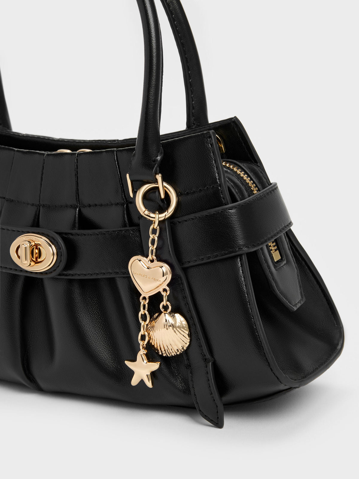 CHARLES & KEITH Deals / Isolde Belted Ruched Crossbody Bag - Black