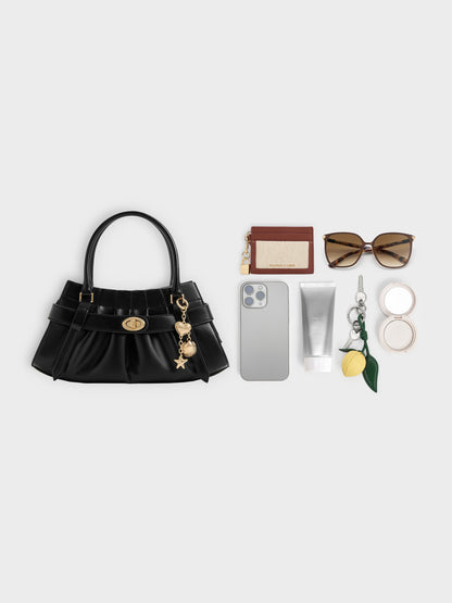 CHARLES & KEITH Deals / Isolde Belted Ruched Crossbody Bag - Black