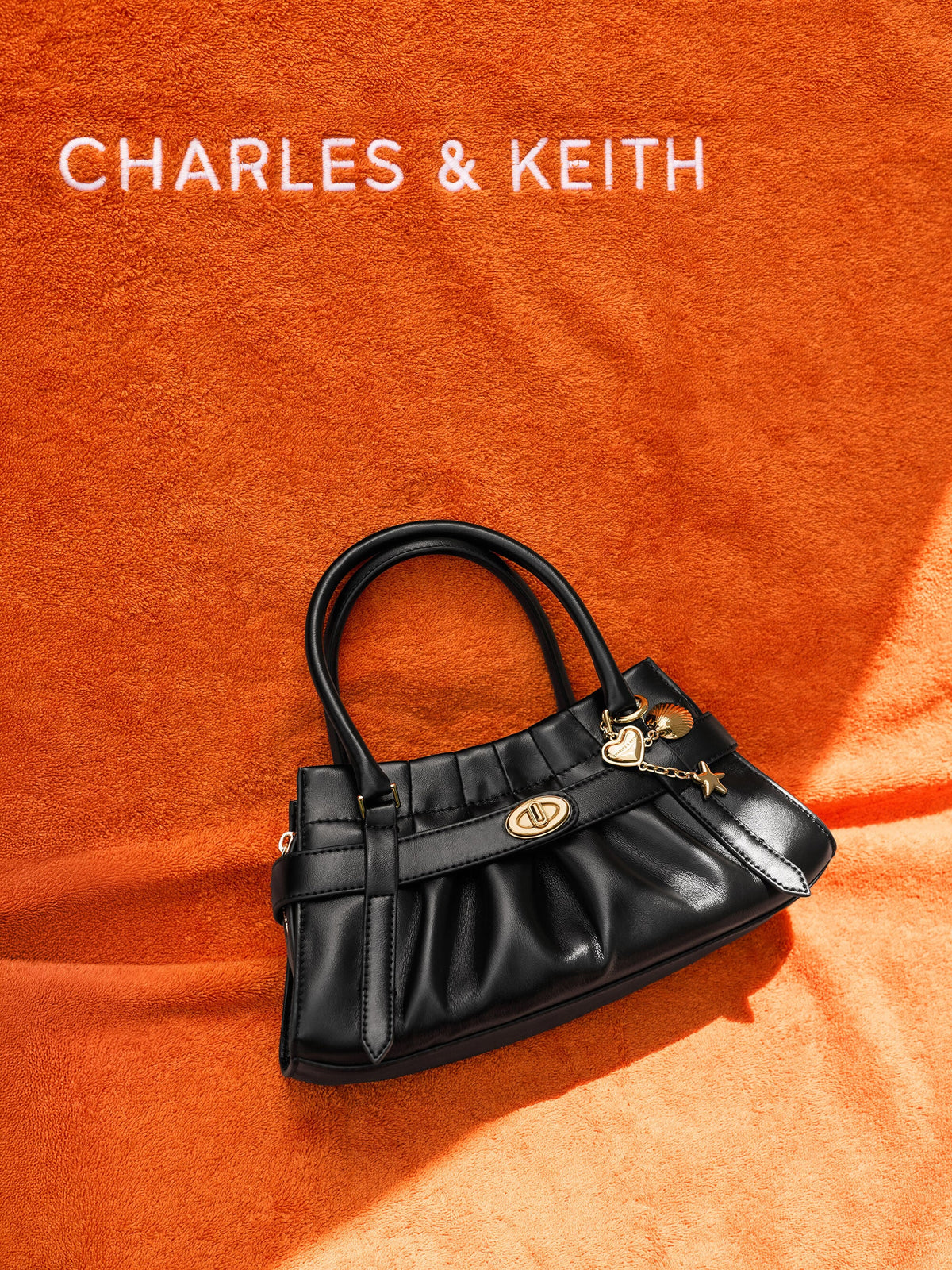 CHARLES & KEITH Deals / Isolde Belted Ruched Crossbody Bag - Black