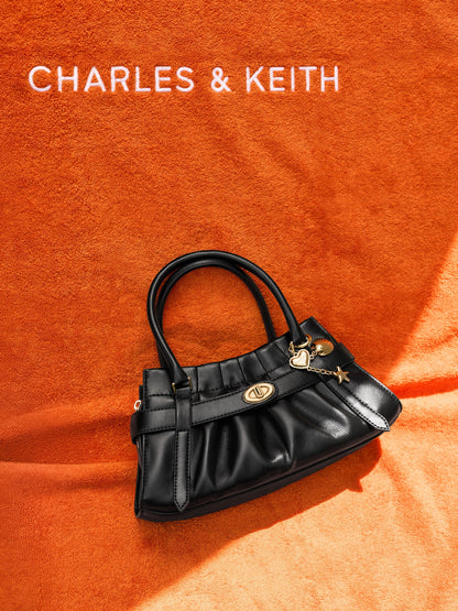 CHARLES & KEITH Deals / Isolde Belted Ruched Crossbody Bag - Black