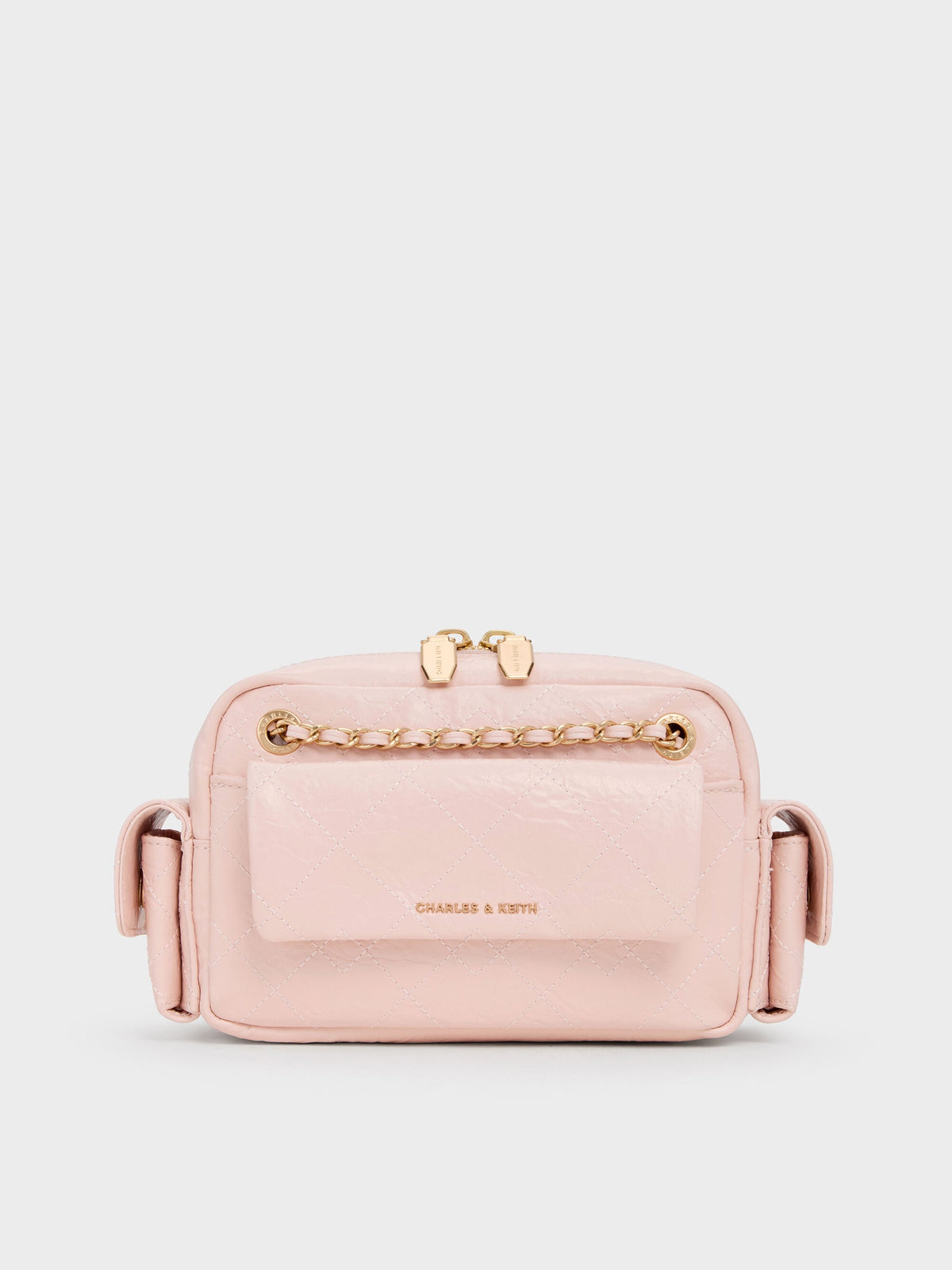 CHARLES & KEITH Exclusive / Duo Quilted Crossbody Bag - Soft Pink