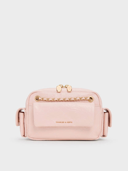 CHARLES & KEITH Exclusive / Duo Quilted Crossbody Bag - Soft Pink