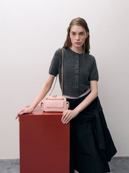 CHARLES & KEITH Exclusive / Duo Quilted Crossbody Bag - Soft Pink