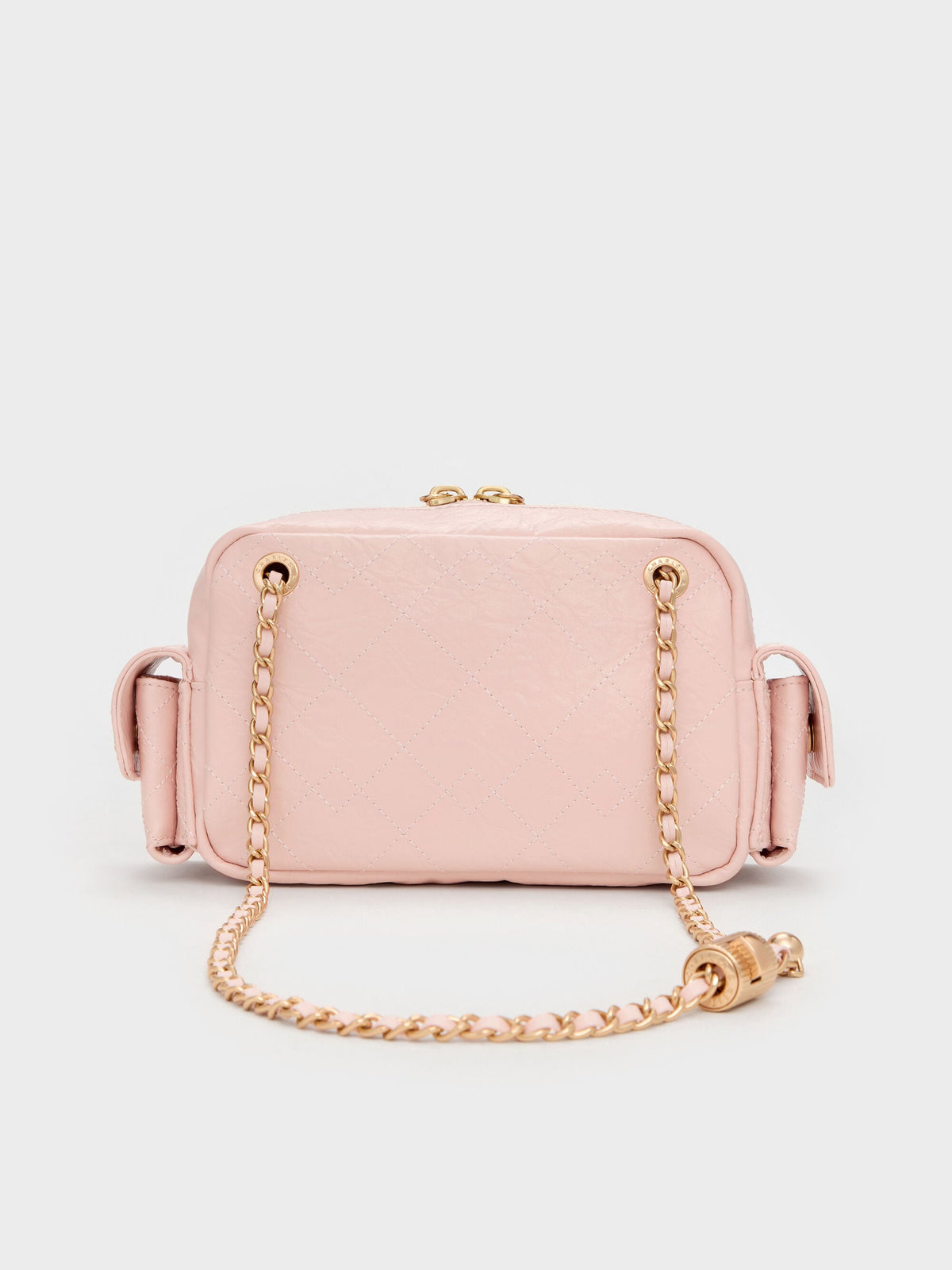 CHARLES & KEITH Exclusive / Duo Quilted Crossbody Bag - Soft Pink