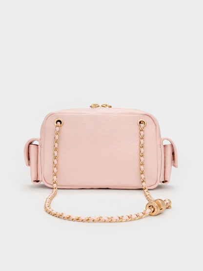 CHARLES & KEITH Exclusive / Duo Quilted Crossbody Bag - Soft Pink