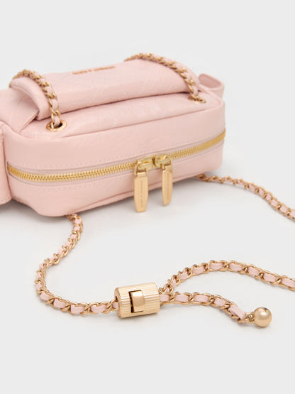 CHARLES & KEITH Exclusive / Duo Quilted Crossbody Bag - Soft Pink