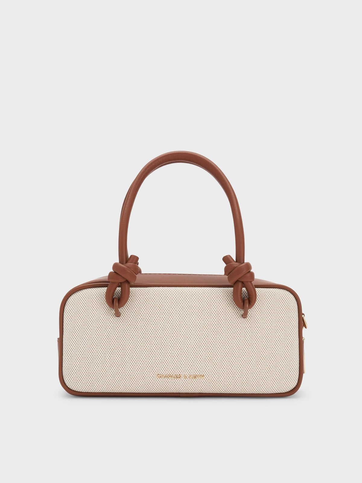 CHARLES & KEITH Premium / Sammie Canvas Knotted-Handle Boxy Bag - Taupe Canvas