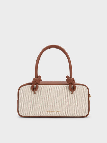 CHARLES & KEITH Premium / Sammie Canvas Knotted-Handle Boxy Bag - Taupe Canvas
