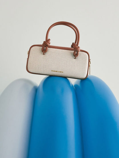 CHARLES & KEITH Premium / Sammie Canvas Knotted-Handle Boxy Bag - Taupe Canvas