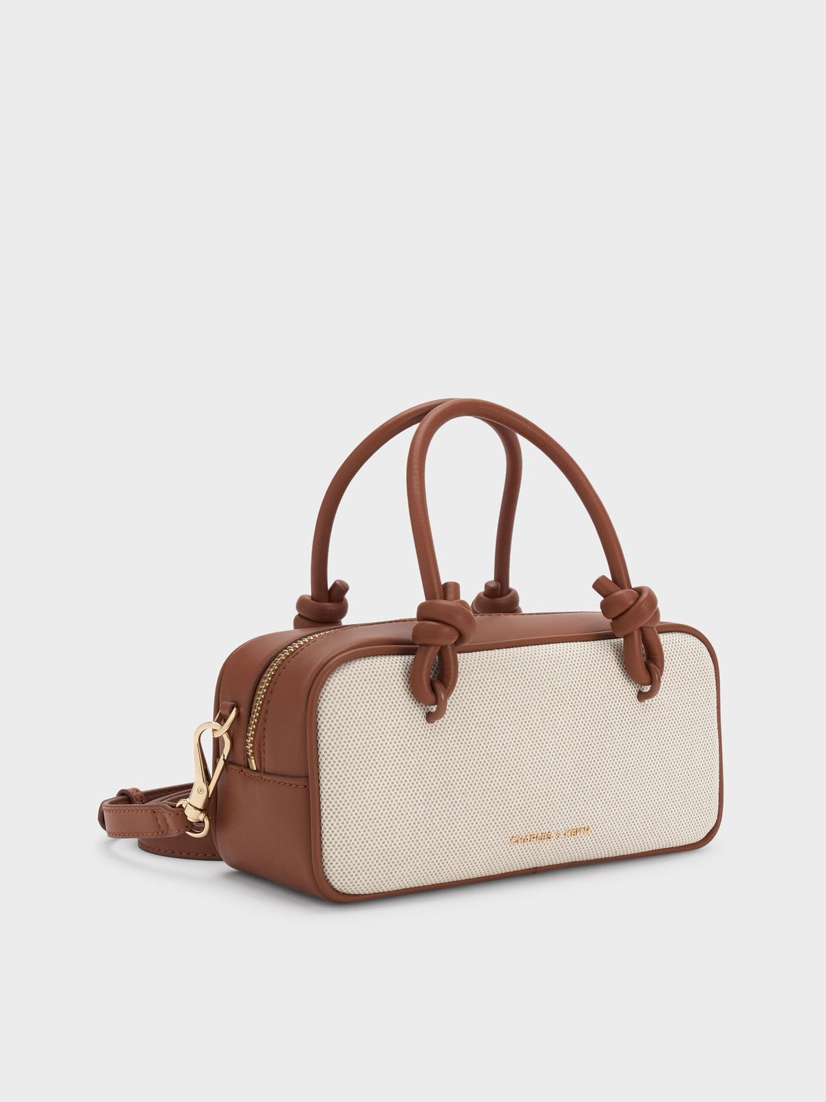 CHARLES & KEITH Premium / Sammie Canvas Knotted-Handle Boxy Bag - Taupe Canvas