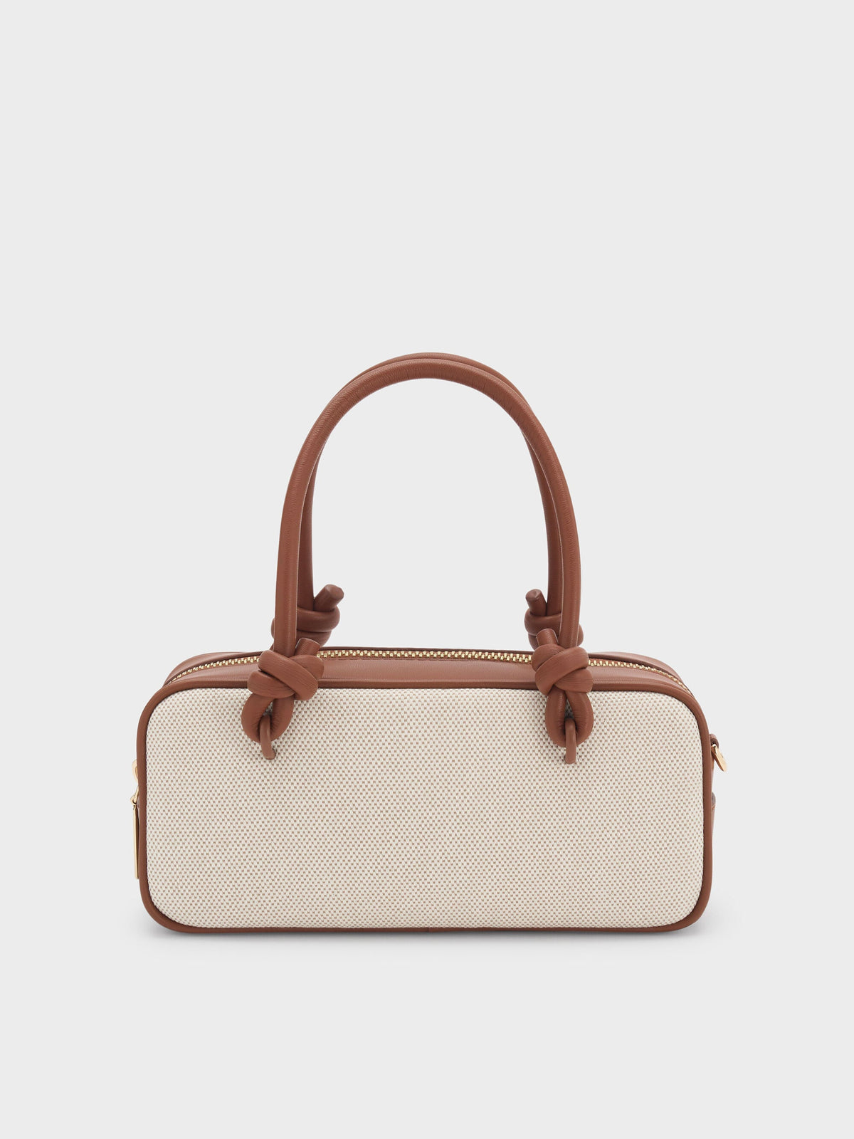 CHARLES & KEITH Premium / Sammie Canvas Knotted-Handle Boxy Bag - Taupe Canvas