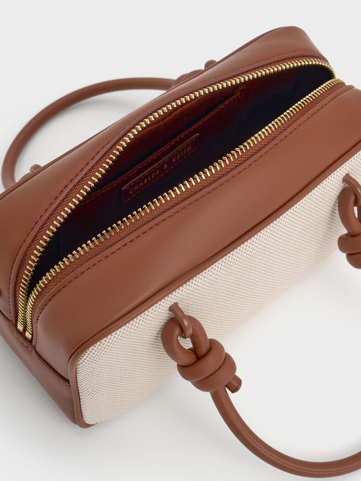 CHARLES & KEITH Premium / Sammie Canvas Knotted-Handle Boxy Bag - Taupe Canvas