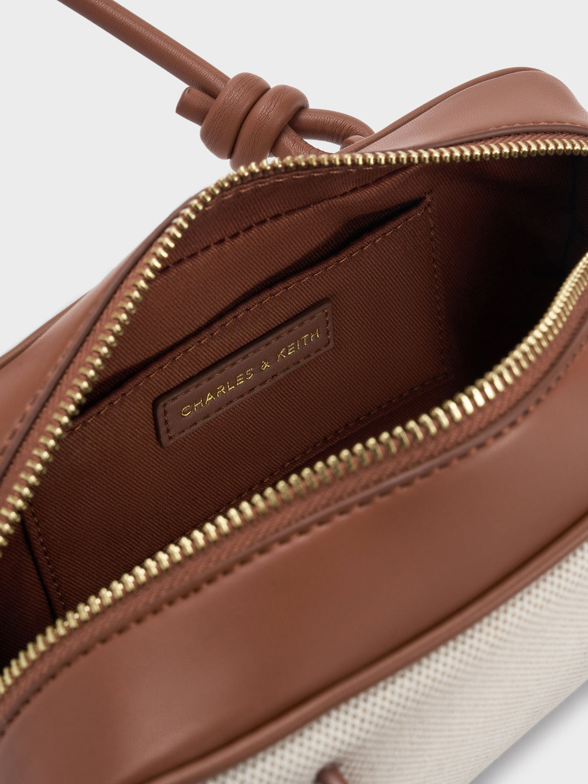 CHARLES & KEITH Premium / Sammie Canvas Knotted-Handle Boxy Bag - Taupe Canvas