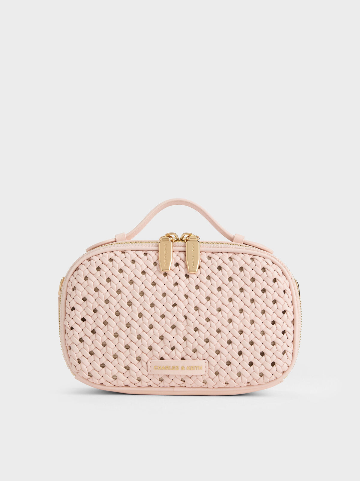 CHARLES & KEITH Classic / Azure Woven Crossbody Bag - Soft Pink