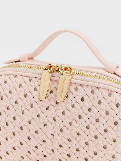 CHARLES & KEITH Classic / Azure Woven Crossbody Bag - Soft Pink