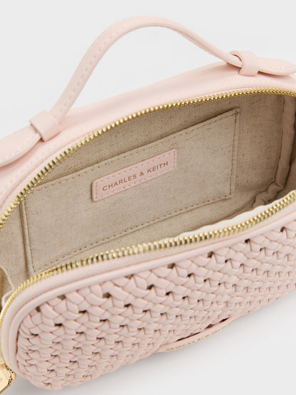CHARLES & KEITH Classic / Azure Woven Crossbody Bag - Soft Pink