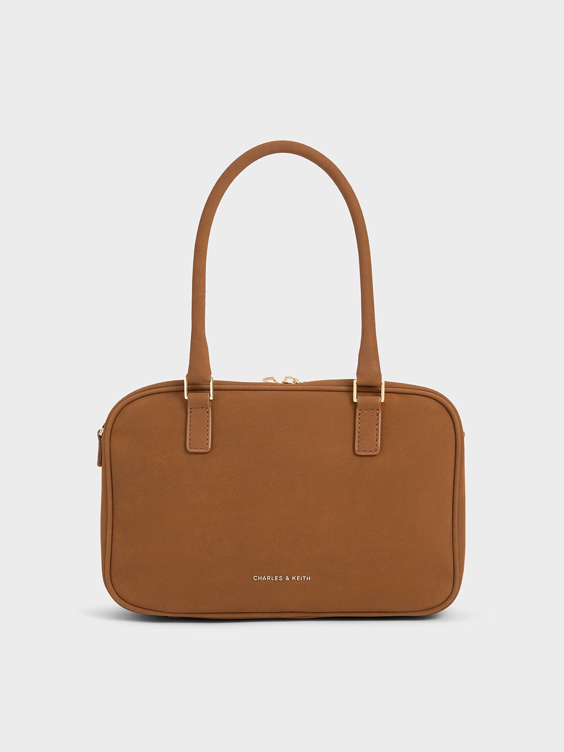 CHARLES & KEITH Quality / Sianna Textured Bowling Bag - Brown