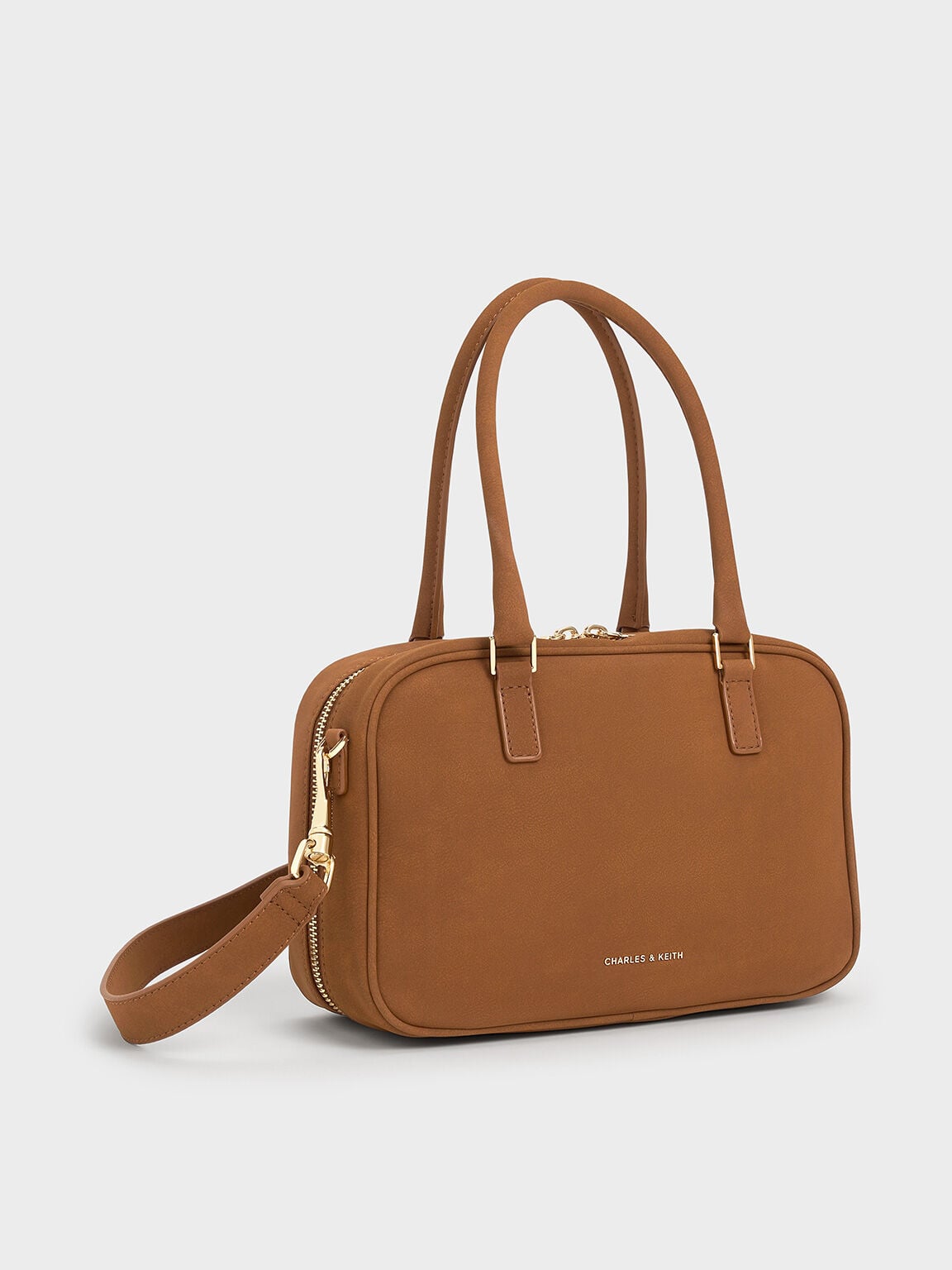 CHARLES & KEITH Quality / Sianna Textured Bowling Bag - Brown