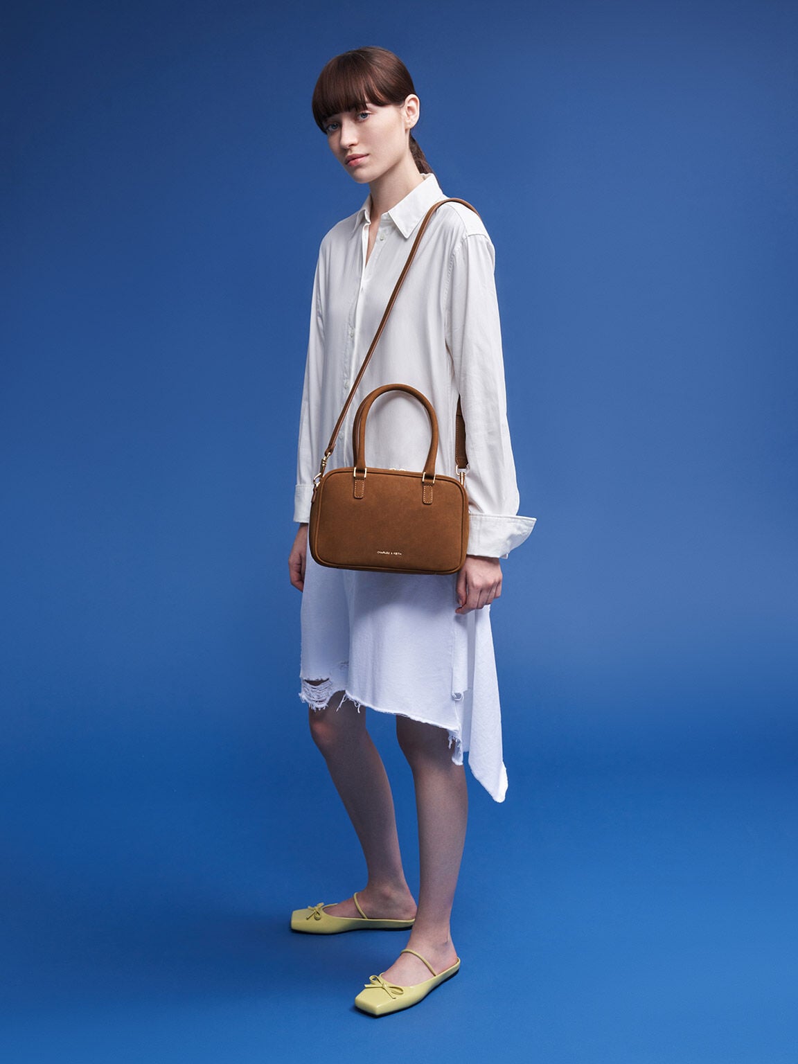 CHARLES & KEITH Quality / Sianna Textured Bowling Bag - Brown