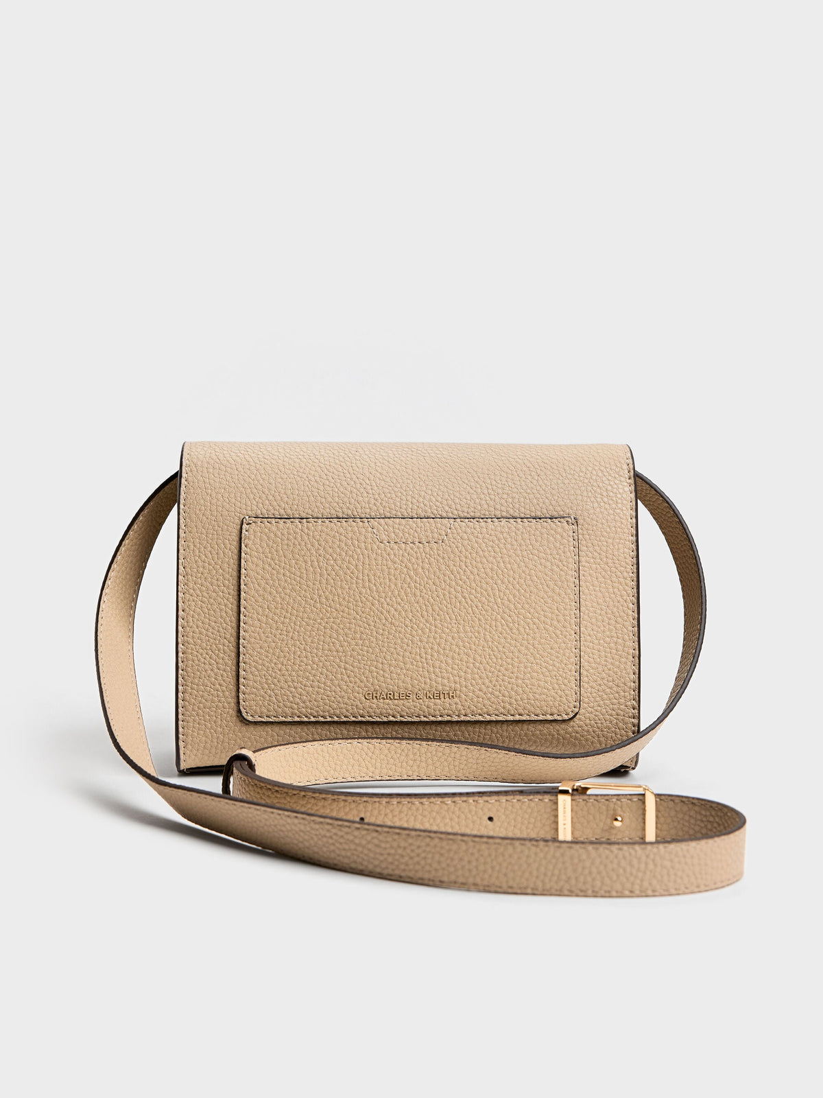 CHARLES & KEITH Top Pick / Chance Turn-Lock Crossbody Bag - Nutmeg Beige