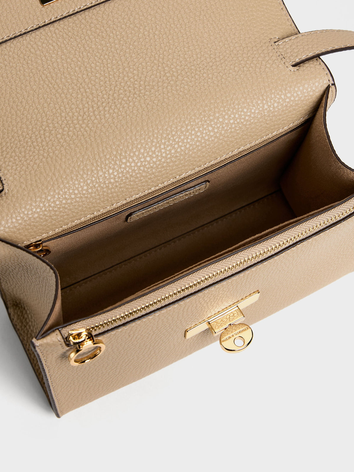 CHARLES & KEITH Top Pick / Chance Turn-Lock Crossbody Bag - Nutmeg Beige