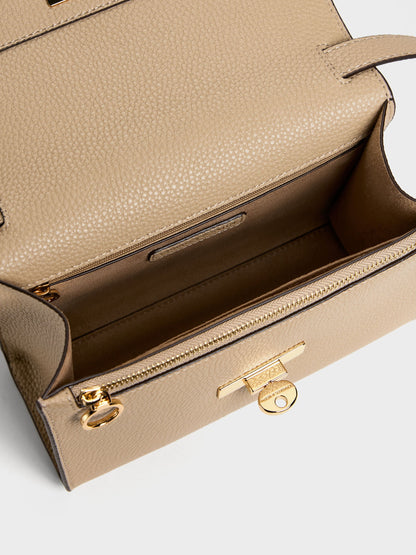 CHARLES & KEITH Top Pick / Chance Turn-Lock Crossbody Bag - Nutmeg Beige