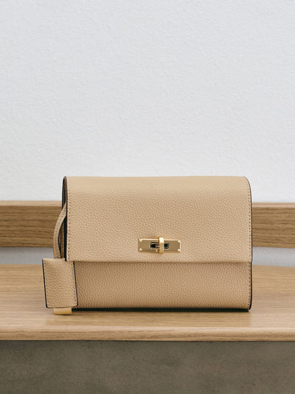 CHARLES & KEITH Top Pick / Chance Turn-Lock Crossbody Bag - Nutmeg Beige