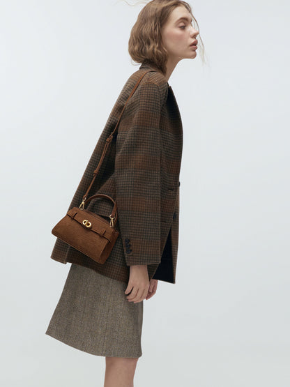 CHARLES & KEITH Special Offer / Aubrielle Croc-Effect Belted Top Handle Bag - Chocolate