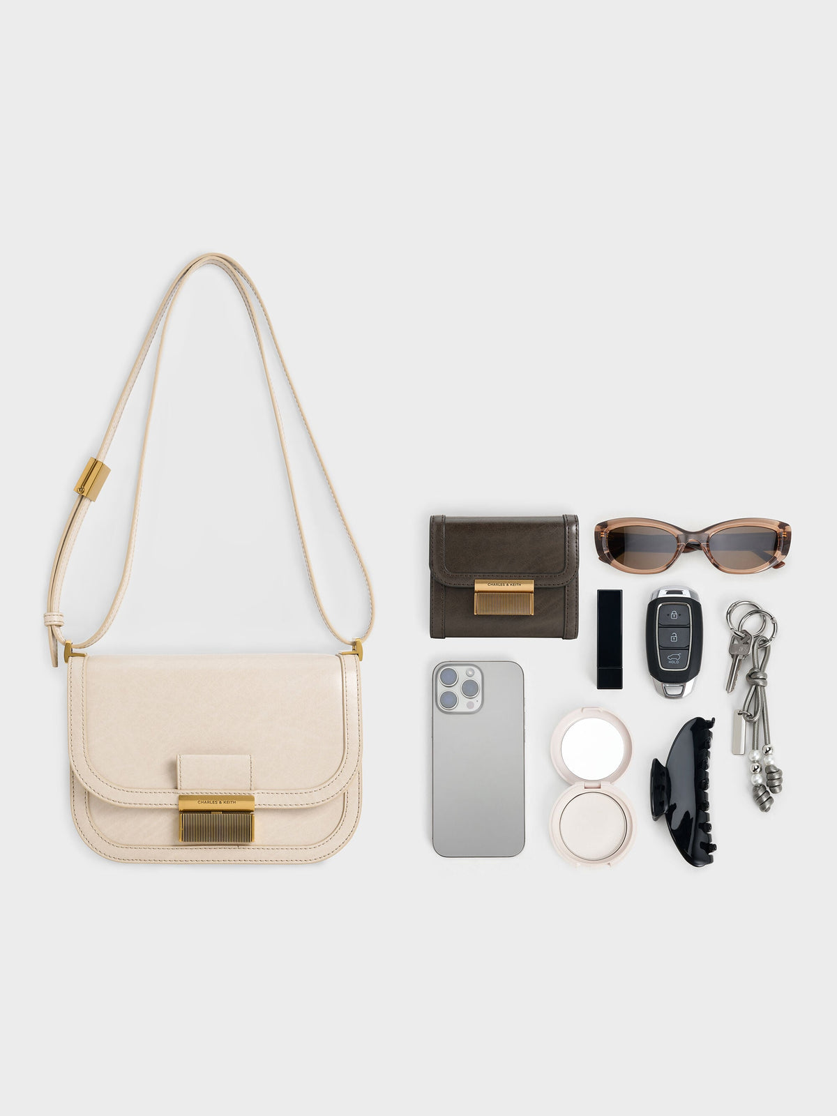 CHARLES & KEITH Classic / Charlot Bag - Oat