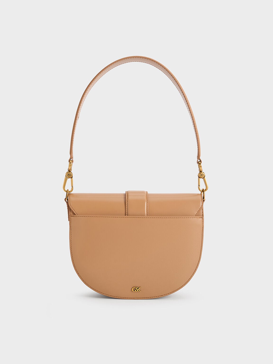 CHARLES & KEITH Best Price / Gabine Leather Saddle Bag - Toffee