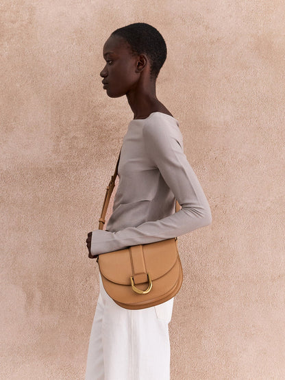 CHARLES & KEITH Best Price / Gabine Leather Saddle Bag - Toffee
