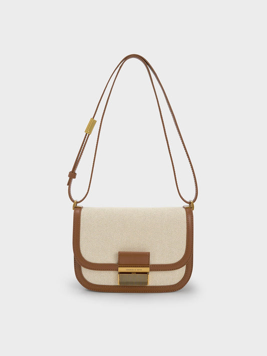CHARLES & KEITH Featured / Charlot Canvas Crossbody Bag - Chocolate