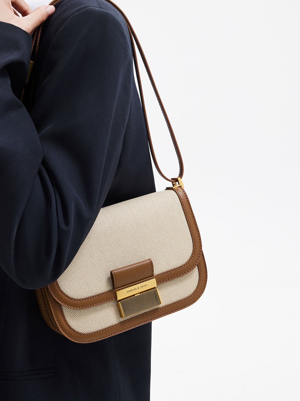 CHARLES & KEITH Featured / Charlot Canvas Crossbody Bag - Chocolate