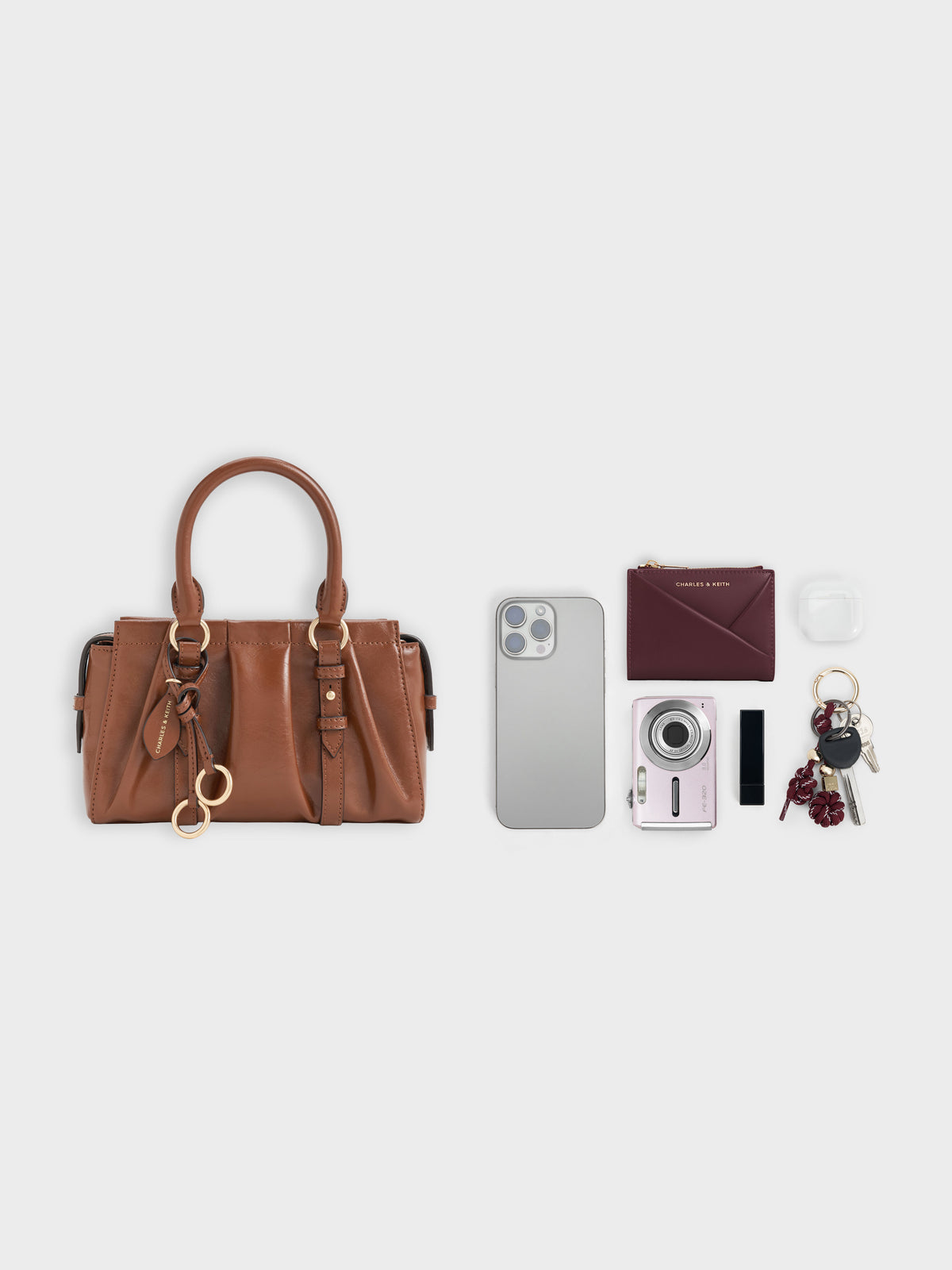 CHARLES & KEITH Sale / Britton Top Handle Tote Bag - Chocolate