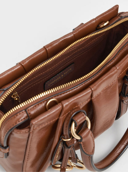 CHARLES & KEITH Sale / Britton Top Handle Tote Bag - Chocolate